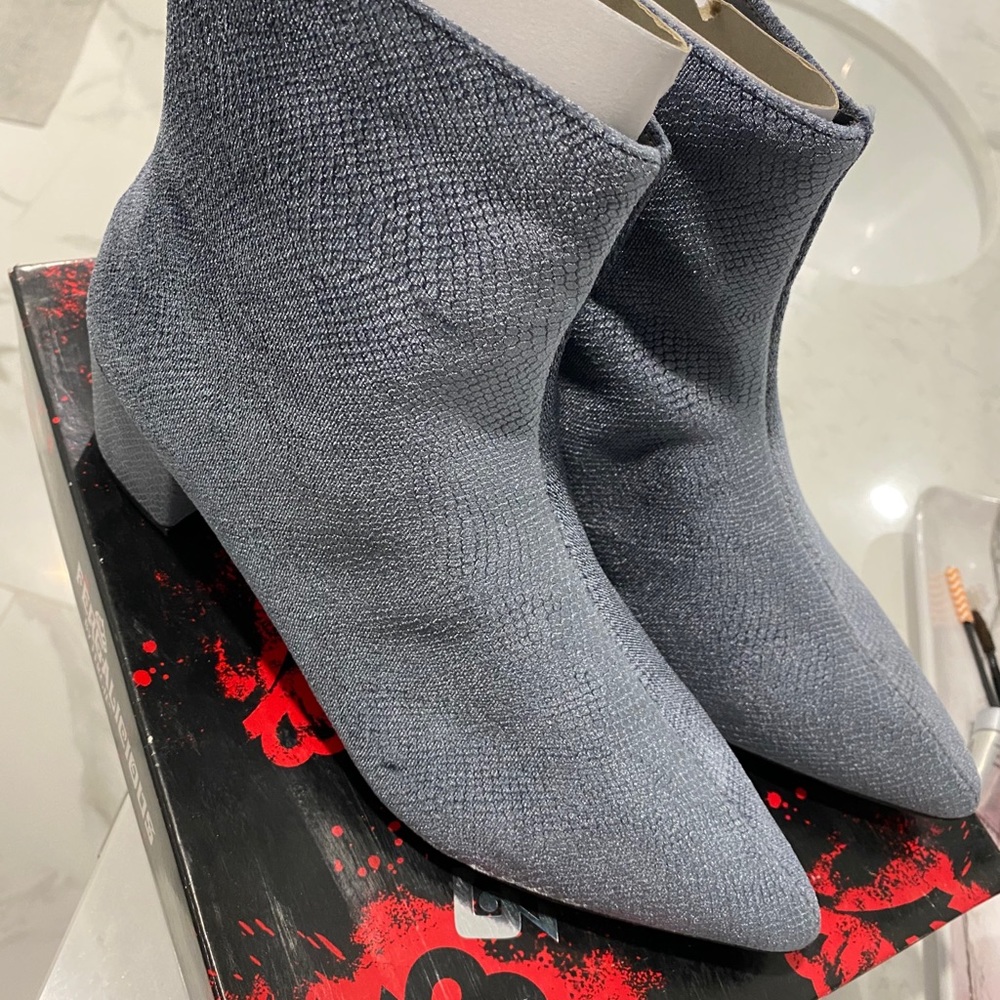 Just fabulous Grey Velvet Booties Never worn!